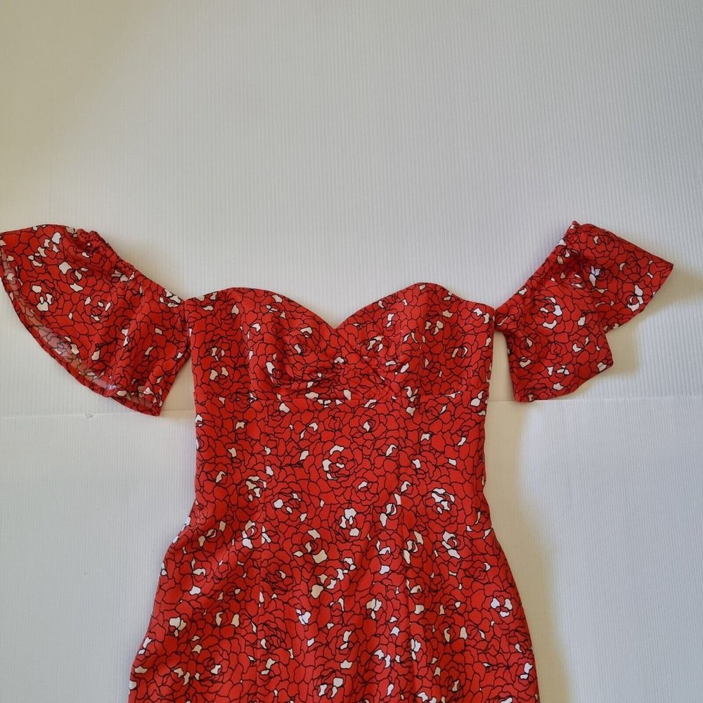 Kookai ALLEGRA Dress Size 36 Au 8 Blogger Favourite Red Off Shoulder Sweetheart - Picture 6 of 16